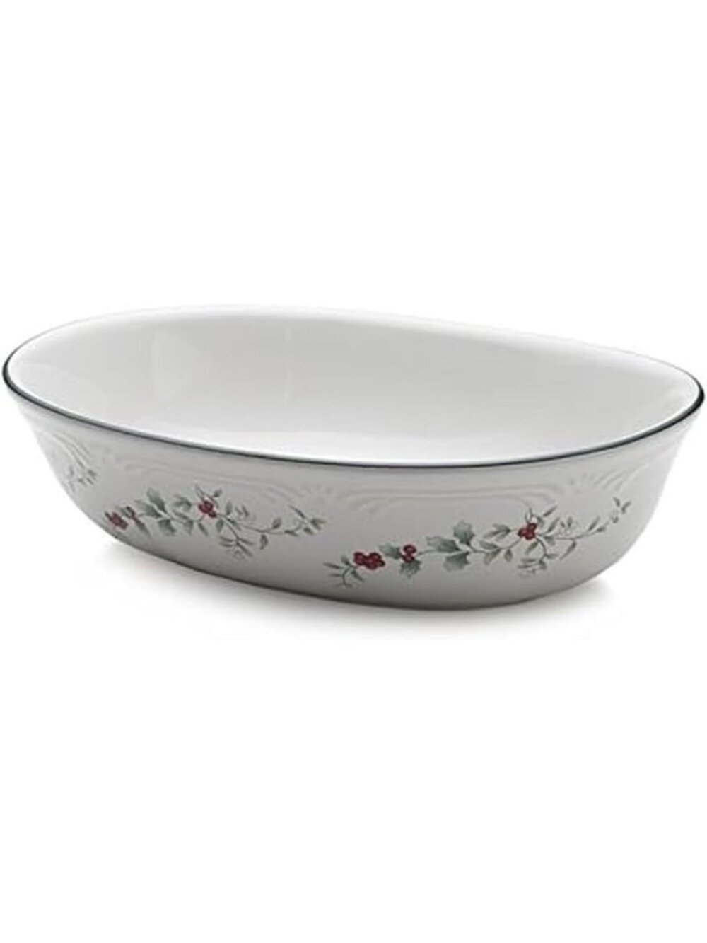Winterberry Oval Vegetable Bowl - 1.5 Quart, Festive Holiday Serving Dish